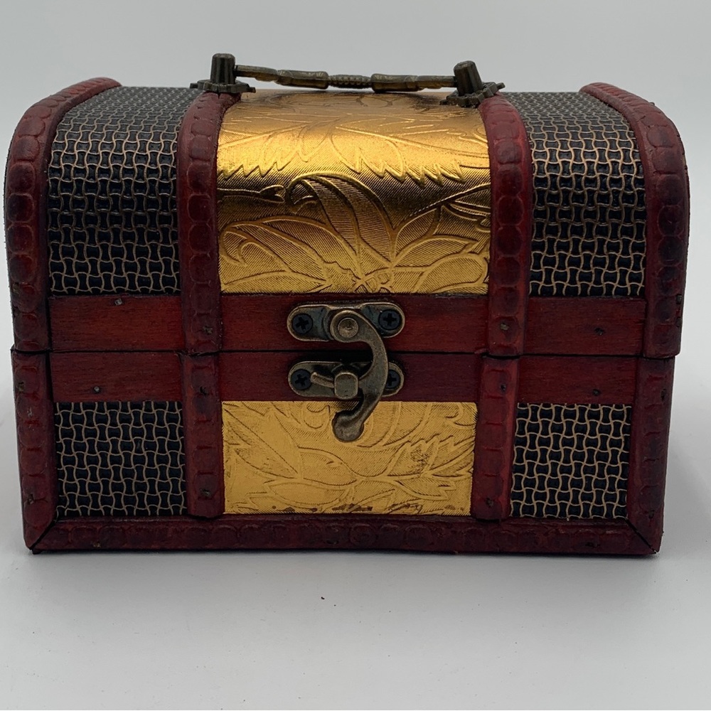 Set of Two Wooden Boxes with gold detail